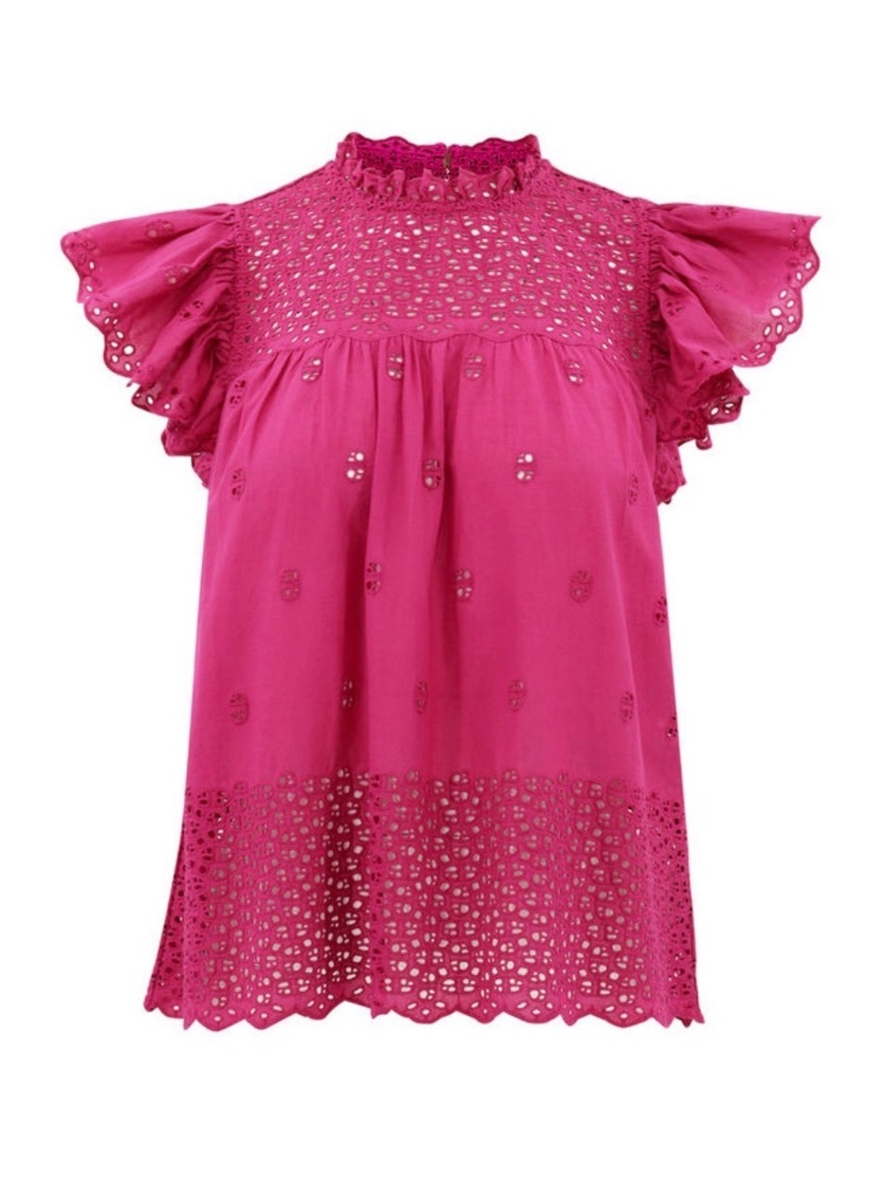 Calypso burgundy eyelet cotton blouse